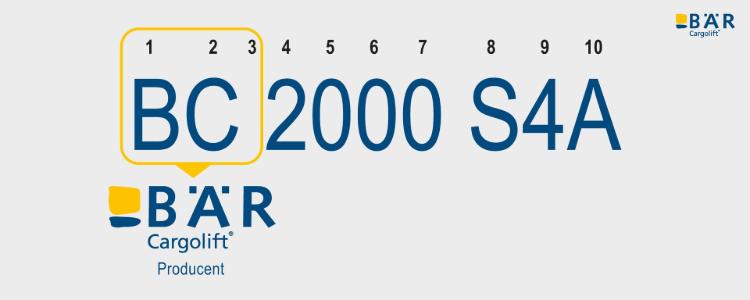 Nazwa produktu BC 2000 S4A z podkreślonym tekstem BC jako producent Bar Cargolift