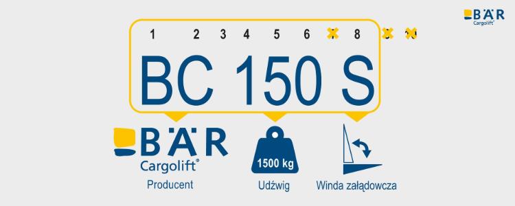 Objaśnienie nazwy produktu Bar Cargolift Basic BC 150 S jako producent, udźwig, winda załadowcza